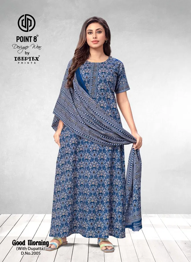 Good Morning Vol 2 By Deeptex Cotton Printed Night Wear Nighty With Dupatta Exporters In India